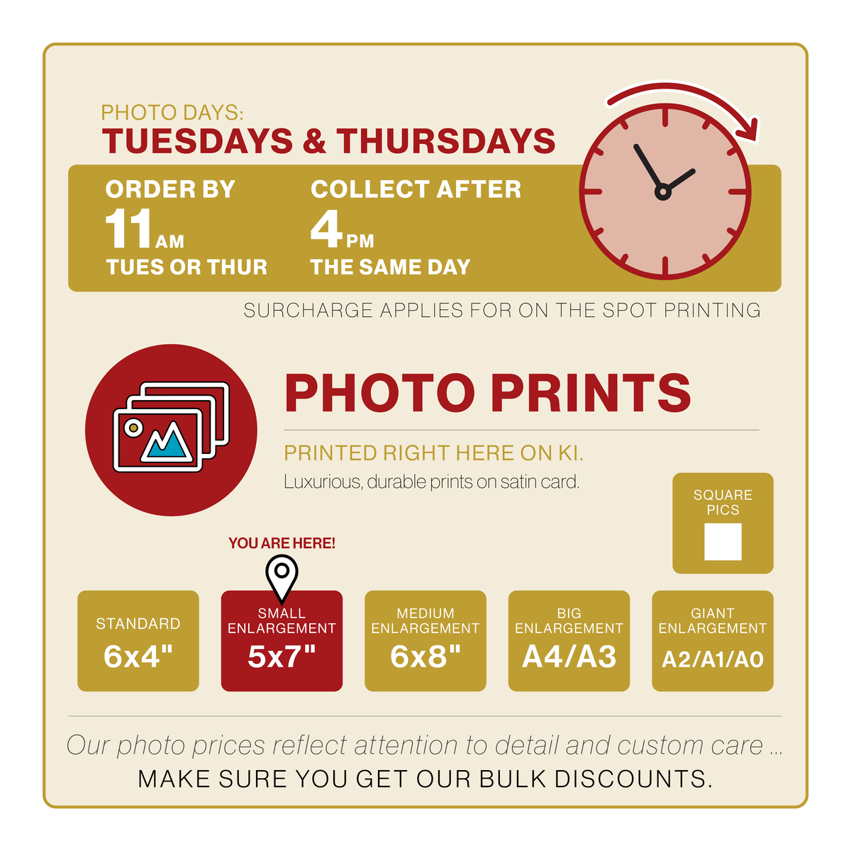Print small enlargements (5x7")