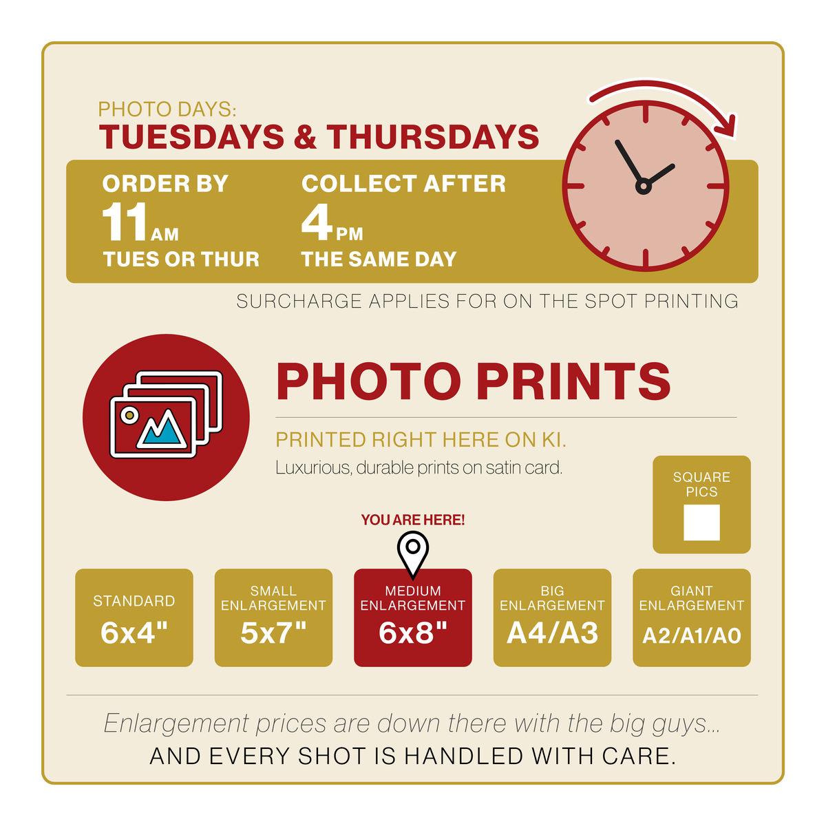 Print medium enlargements (6x8")