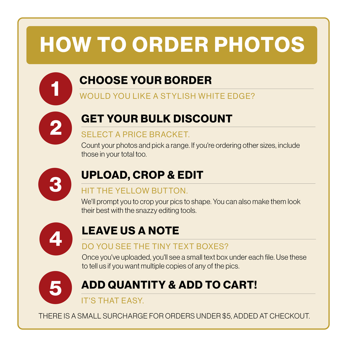 Print small enlargements (5x7")